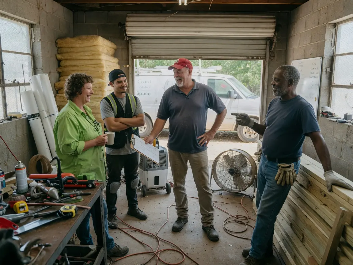 Tulsa Crawl Space Repair Pros reviewing a crawl space repair plan